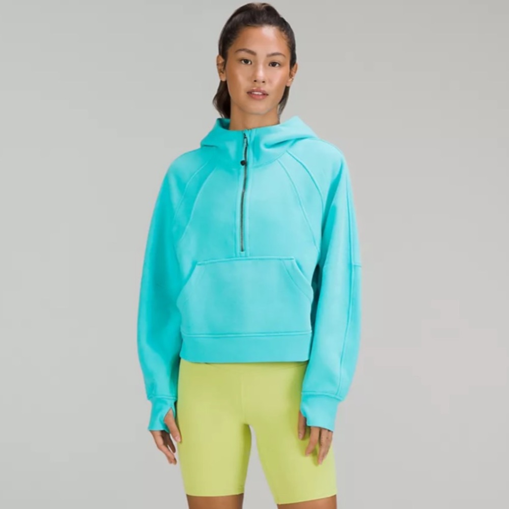 Lululemon ELECTRIC TURQUOISE M/L Scuba Oversized Half-Zip Hoodie